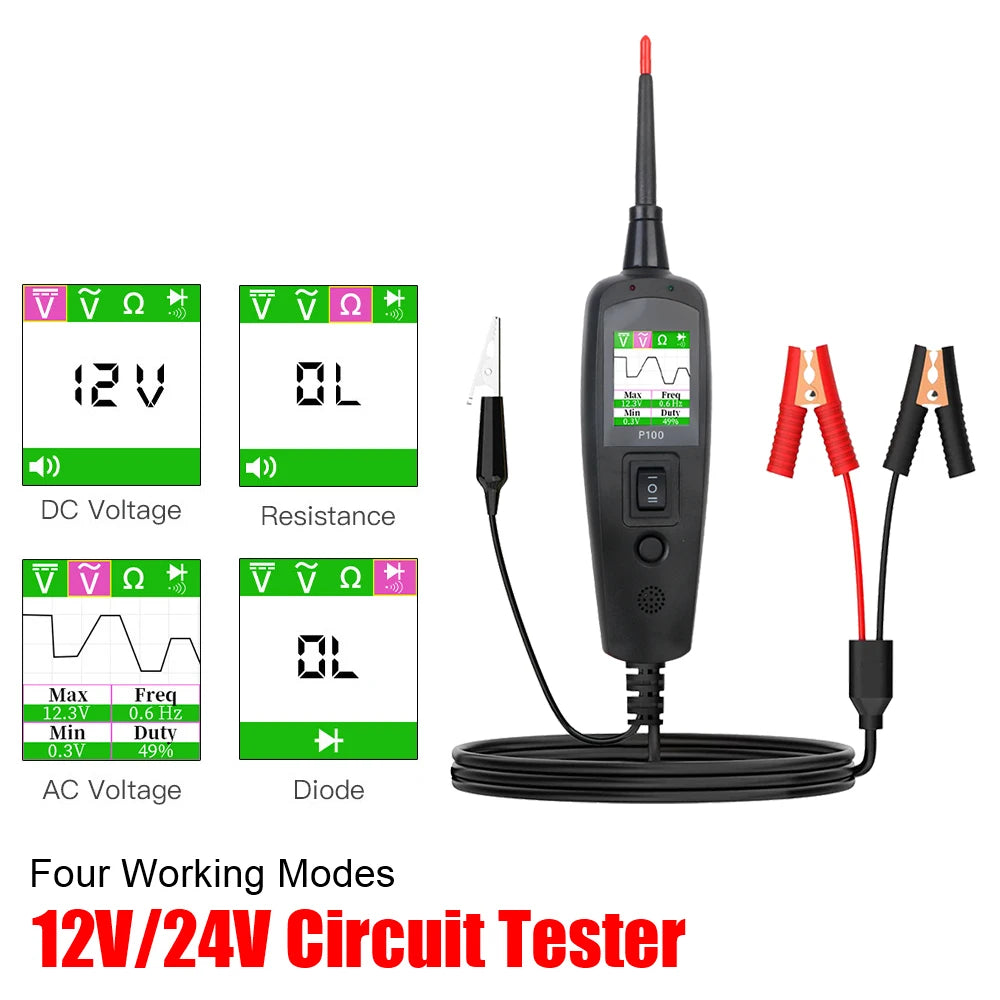 P100 24V 12V Probe Pen Car Tester Voltage Resistant Test Circuit Ignition Battery Scanner Diagnostic Tools Auto Accessories