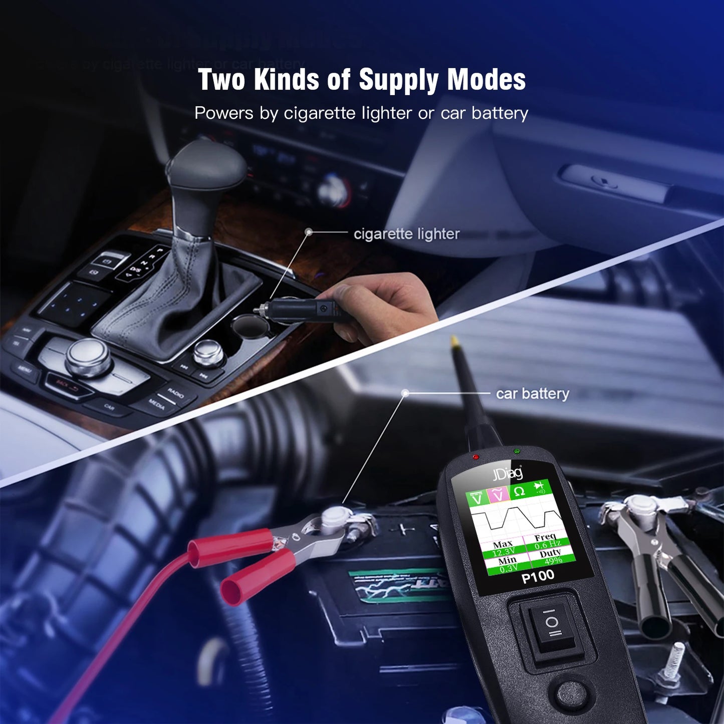 P100 Automotive Power Circuit Probe Kit Circuit Tester Car Voltage Detector Electrical System 12V 24V Car Diagnostic Tool