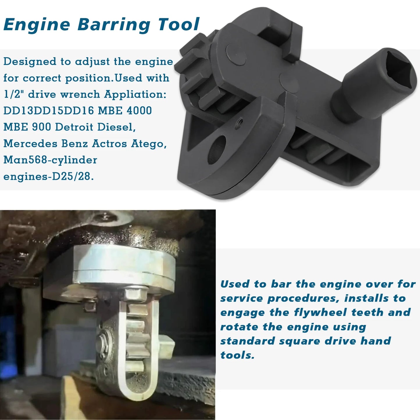 Engine Turning Barring Adjust Tool for Detroit Diesel DD13 DD15 DD16 MBE4000 MBE900 Engine