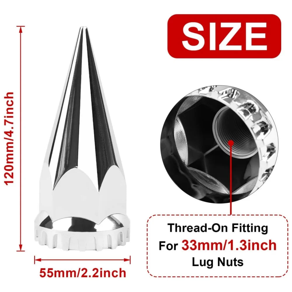 33Mm X 4 3/4 "Thread with Nail Lug Nut Chrome