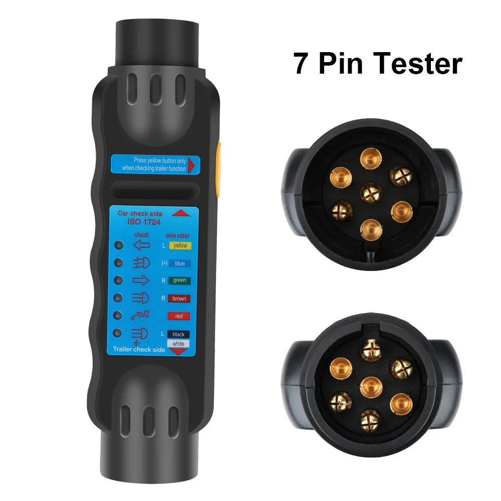 7 / 13 Pin Plug Socket 12V Trailer Tester Wiring Circuit Light 