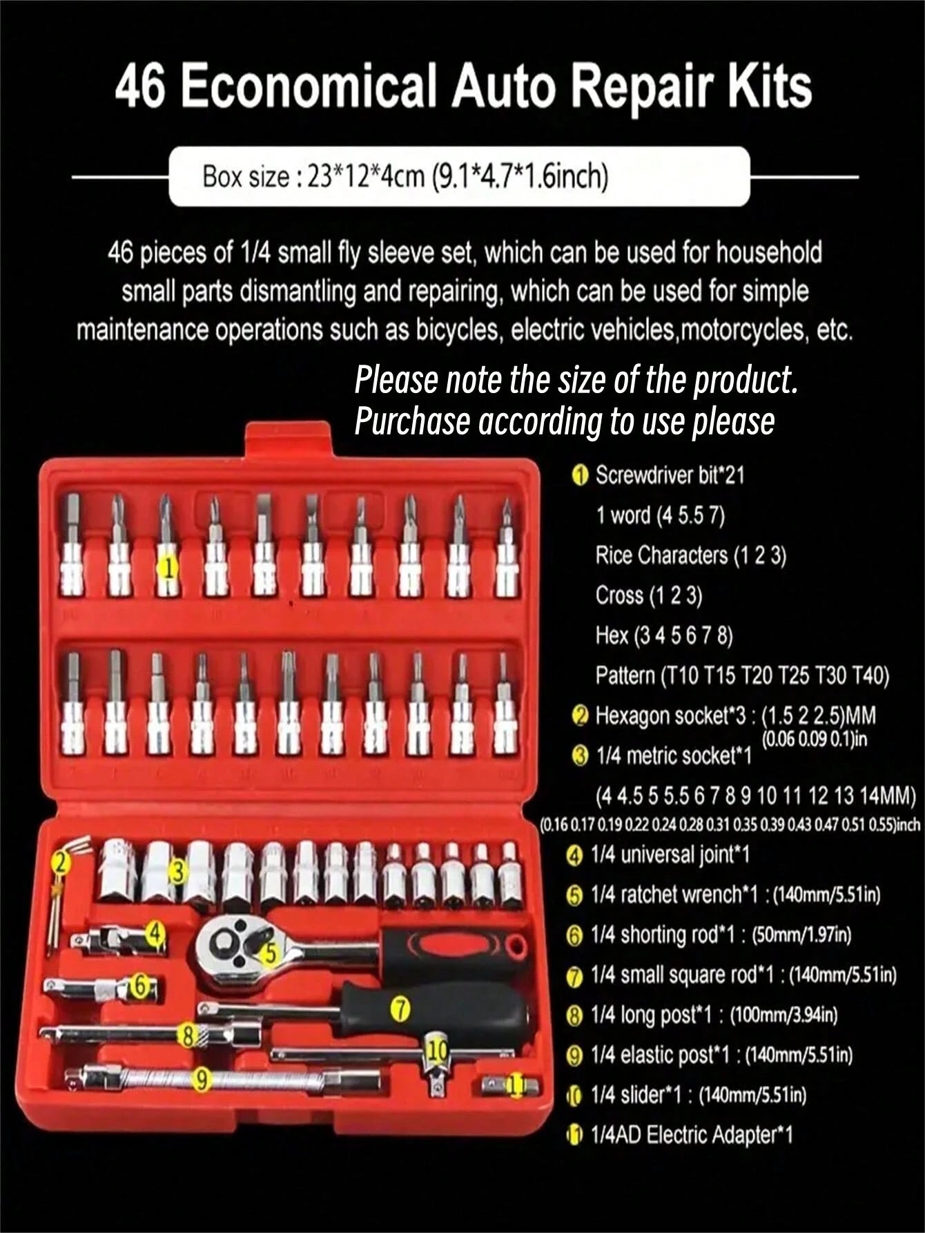 Get Your Hands on the 46-Piece Car Repair Tool Kit - the Ultimate Mechanic Tool Set for Auto and Bicycle Repairing