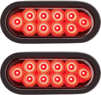 Oval 6 Inches Red LED Submersible Stop/Turn/Tail/Reverse Trailer Truck RV Lights Including Grommets and Plugs Pack of 2