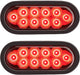 Oval 6 Inches Red LED Submersible Stop/Turn/Tail/Reverse Trailer Truck RV Lights Including Grommets and Plugs Pack of 2