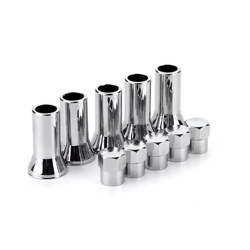 10Pcs TR414 Chrome Car Truck Tire Wheel Tyre Valve Stem Hex Caps with Sleeve Covers Left Right Front Rear Auto Accessories