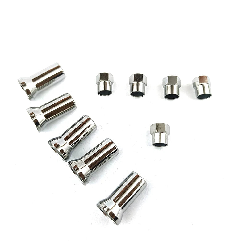 10Pcs TR414 Chrome Car Truck Tire Wheel Tyre Valve Stem Hex Caps with Sleeve Covers Left Right Front Rear Auto Accessories