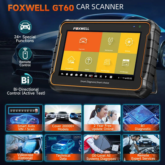 GT60 OBD2 Diagnostic Tool Full System Active Test Car Code Reader 24 Reset Service Professional OBD 2 Automotive Scanner