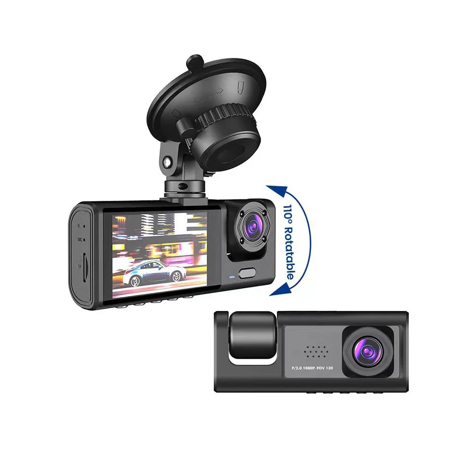 3 Channel Car DVR HD 1080P 3-Lens inside Semi Dash Cam