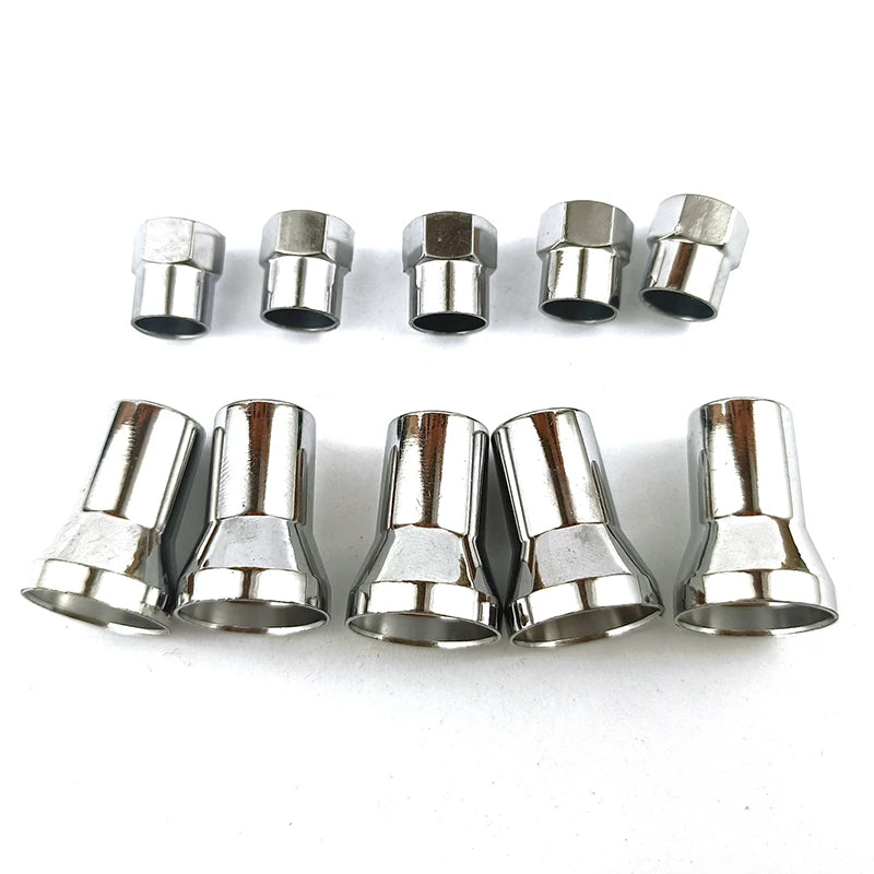 10Pcs TR414 Chrome Car Truck Tire Wheel Tyre Valve Stem Hex Caps with Sleeve Covers Left Right Front Rear Auto Accessories