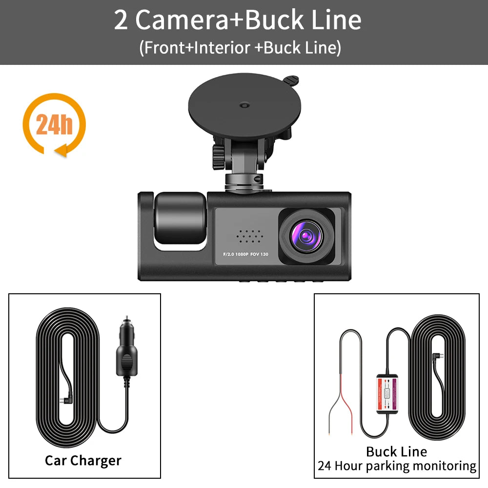 3 Channel Car DVR HD 1080P 3-Lens inside Semi Dash Cam