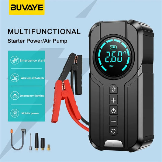 Car Jump Starter Air Pump Power Bank Lighting Portable Air Compressor 4 in 1 Cars Battery Starters Starting Auto Tyre Inflator