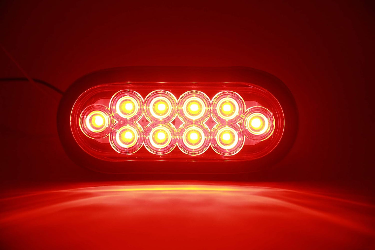 Oval 6 Inches Red LED Submersible Stop/Turn/Tail/Reverse Trailer Truck RV Lights Including Grommets and Plugs Pack of 2